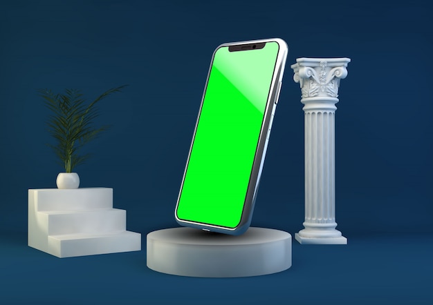 Mobile phone mockup on stand