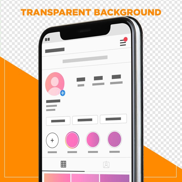 mobile phone mockup with transparent background