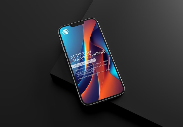 Mobile phone screen on black display Mockup