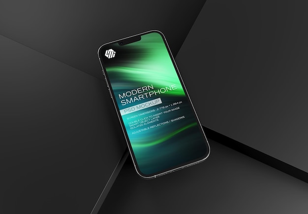 Mobile phone screen on black display Mockup