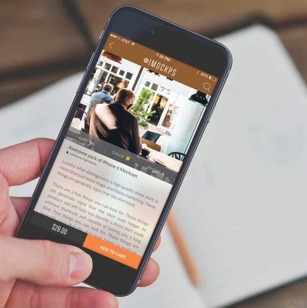 Mobile phone screen mock up design