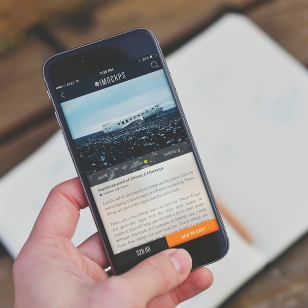 Mobile phone screen mock up design