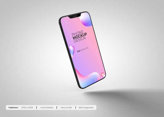 Modello di mockup dello schermo del telefono cellulare psd premium