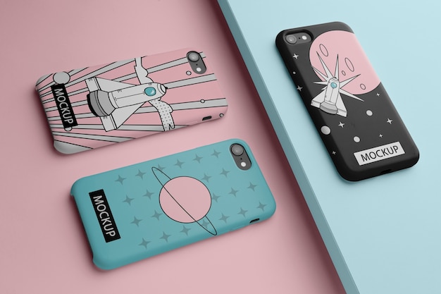 Telefono cellulare con custodia dal design minimalista mock-up