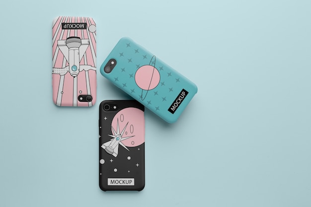 Telefono cellulare con custodia dal design minimalista mock-up