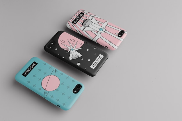 Mobile phone with case minimalistic design mock-up