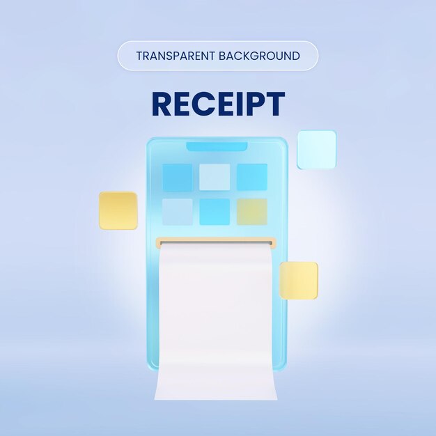 PSD 携帯電話のレシート 3d レンダリング