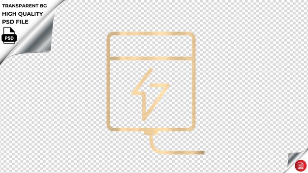 PSD mobile power vector icon shining gold color textured psd transparent