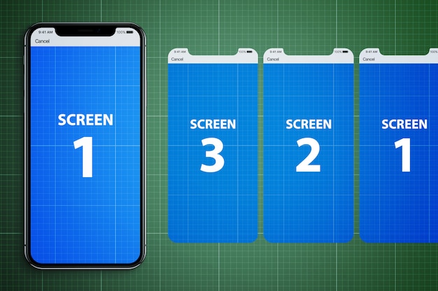 PSD mobile screens mockup