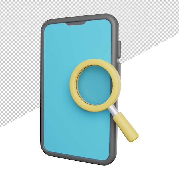 PSD mobile search find a blue and yellow phone with a magnifying glass on it