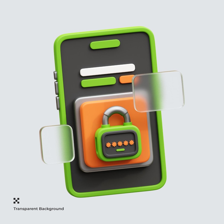 PSD mobile security 3d icon
