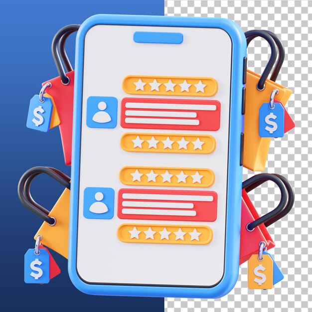 모바일 쇼핑 3D 일러스트