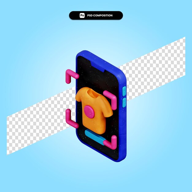 Mobile shopping 3d render illustration isolated
