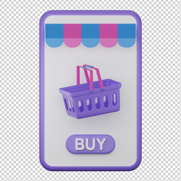 Mobile shopping application 3d illustration