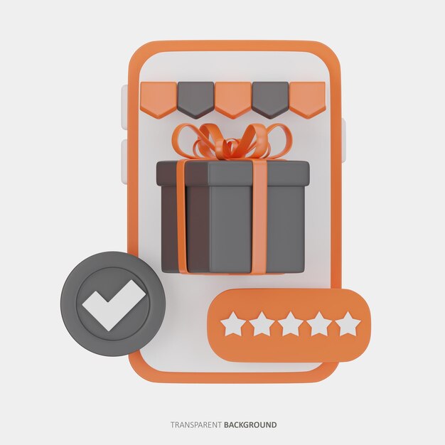 PSD mobile shopping product review 3d icon