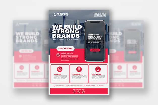 PSD mobile software developer flyer template