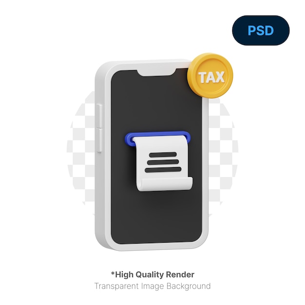 Mobile tax 3d icon premium psd