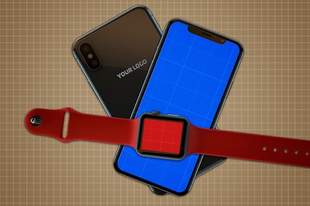 Mobiles and watch mockup