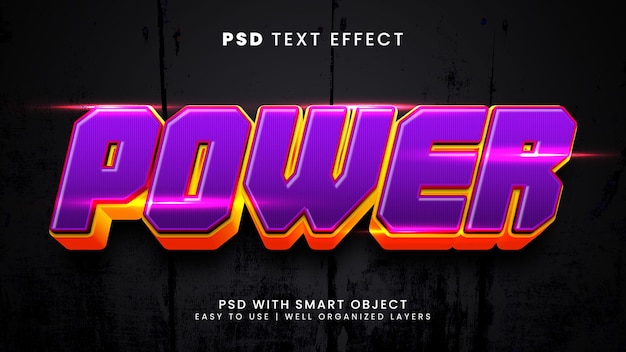 Moc Energii Elektrycznej Edytowalny Efekt Tekstowy 3d Na Tle Rocka