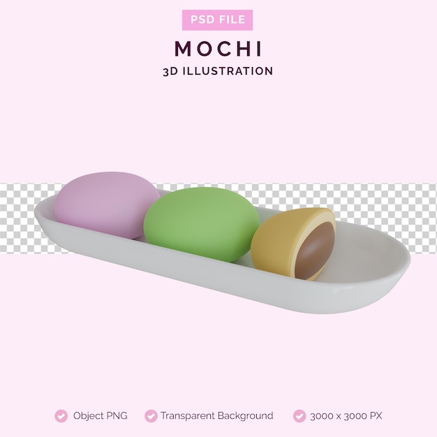 PSD mochi 3d illustration