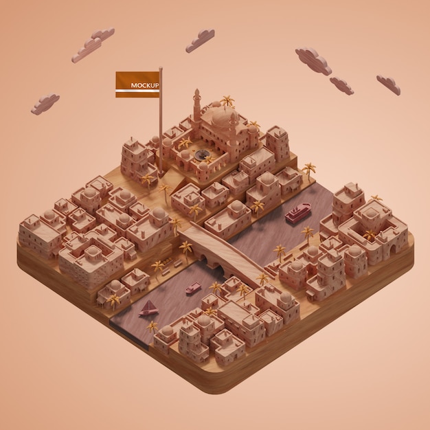 mock-up 3d cities landmark miniature model