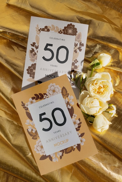 PSD mock-up per invito a una festa di celebrazione del matrimonio di 50 anni