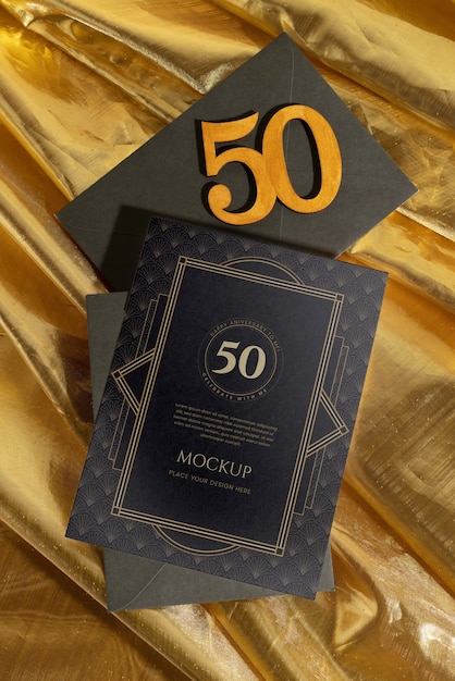 Mock-up per invito a una festa di celebrazione del matrimonio di 50 anni