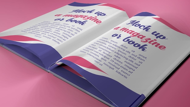 Mock up rivista o libro in formato a4 in diverse posizioni oltre all'ombra