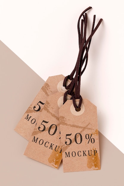 Mock-up arrangement of clothing tags