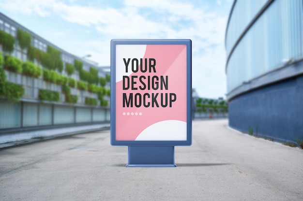 Mock-up of billboard in an outdoor mall