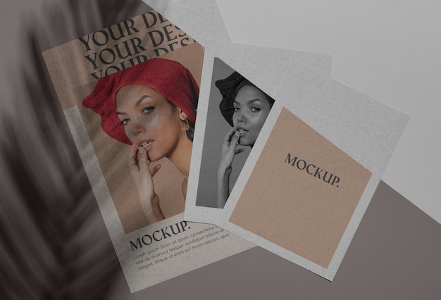 Mock up concetto di sovrapposizione ombra brochure