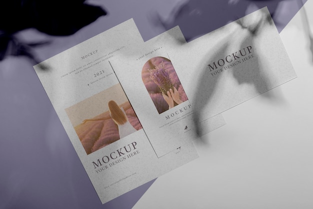 Mock up sovrapposizione ombra brochure