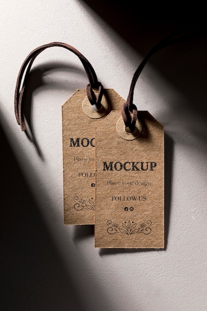 Mock-up brown price tags hanging