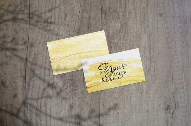 Mock up of business cards with plant shadows