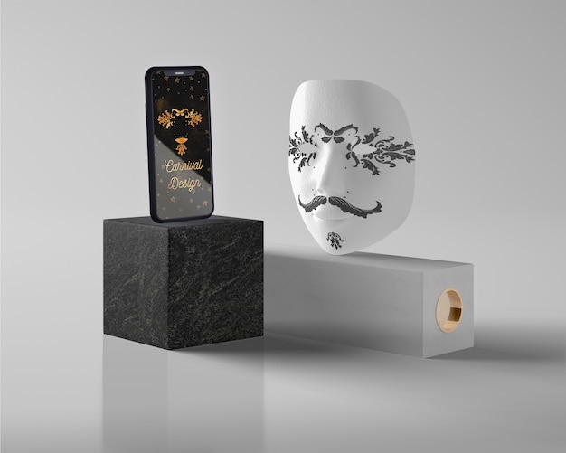 mock-up carnival mask on desk