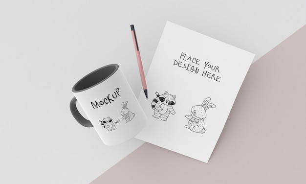 PSD mock-up of ceramic mug with custom design