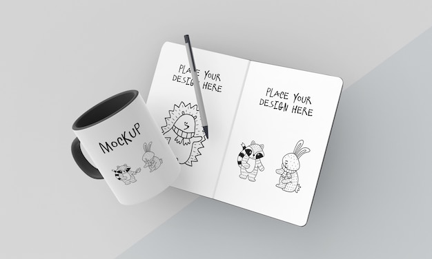 PSD mock-up of ceramic mug with custom design