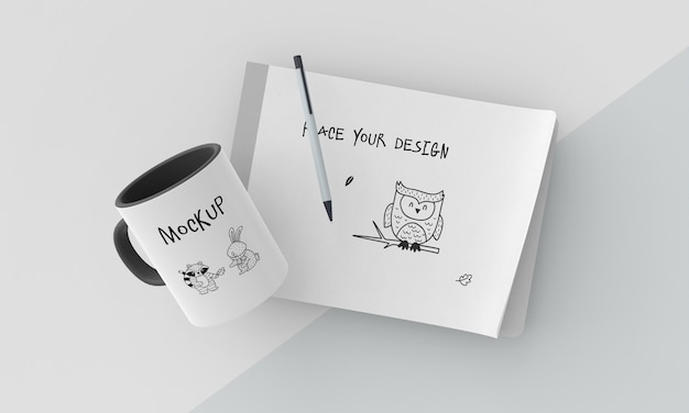 PSD mock-up of ceramic mug with custom design