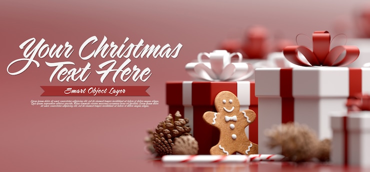 PSD クリスマスバナーのモックアップ