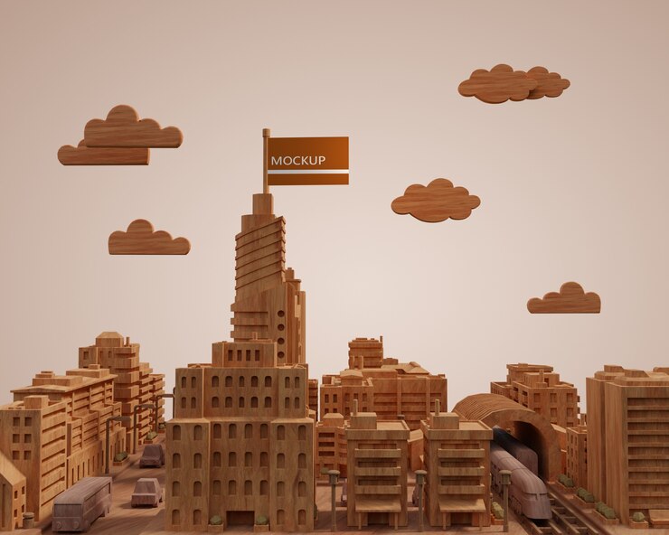 PSD mock-up cities 3d buildings model