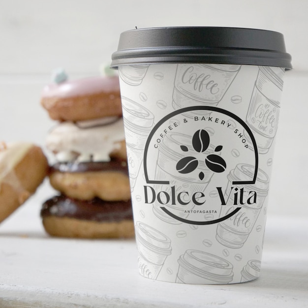 Mock up della pasticceria del caffè dolce vita