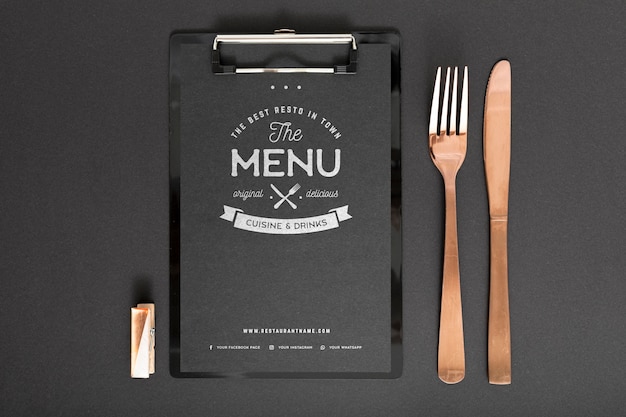 Mock-up concept van het voedselmenu