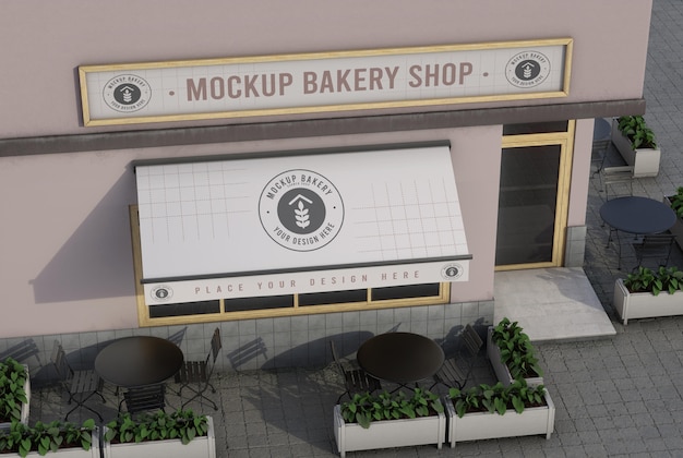 PSD mock-up corner for shop outdoors