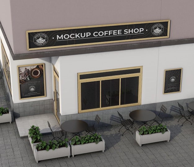 PSD mock-up corner for shop outdoors