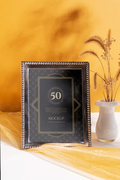 PSD mock-up design for 50 years of marriage celebration party invitation