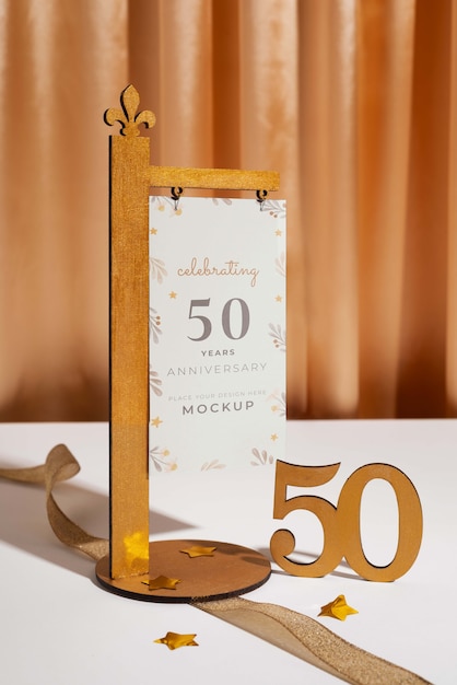 PSD mock-up design for 50 years of marriage celebration party invitation