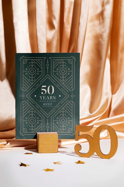 PSD mock-up design for 50 years of marriage celebration party invitation