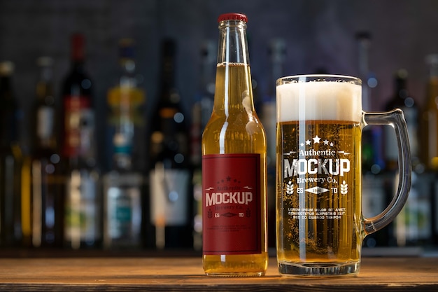 PSD mock-up design of clear glass beer mug