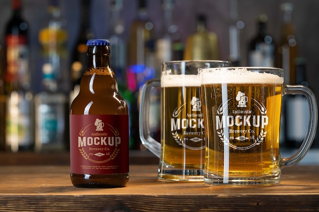 PSD mock-up design of clear glass beer mug