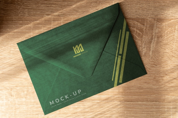 PSD mock-up design for dark paper envelope